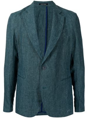 Emporio Armani single-breasted linen blazer - Blue