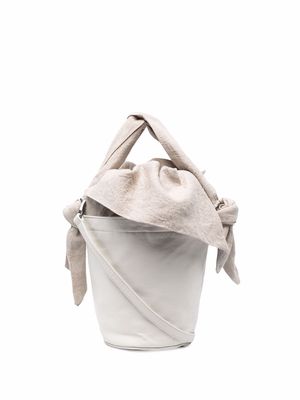 Discord Yohji Yamamoto linen-lined leather bucket bag - Neutrals