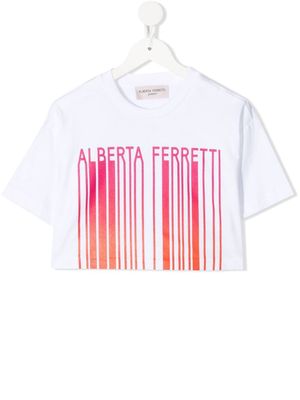 Alberta Ferretti Kids barcode-print cotton T-shirt - White