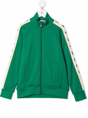 Marni Kids logo-trim bomber jacket - Green