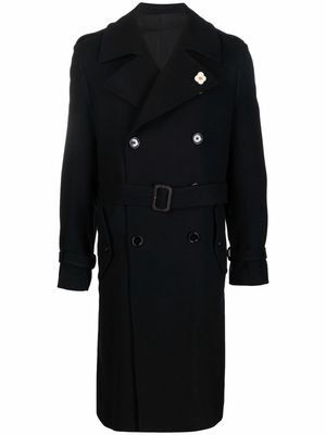 Lardini belted double-breasted coat - Black