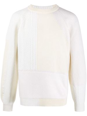 Barrie panelled ribbed jumper - White