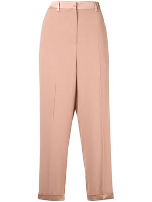 Rochas cropped high-waisted trousers - Brown