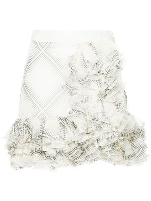 Giambattista Valli flamenco-style short ruffle skirt - White
