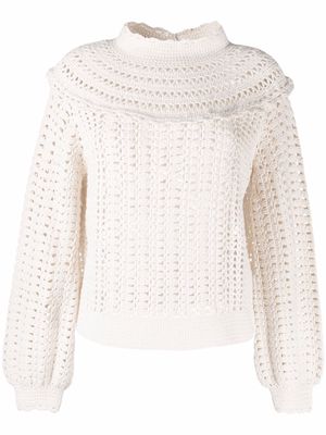 Rixo Silvia frill open-knit jumper - Neutrals