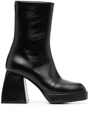 Nodaleto block-heel leather boots - Black