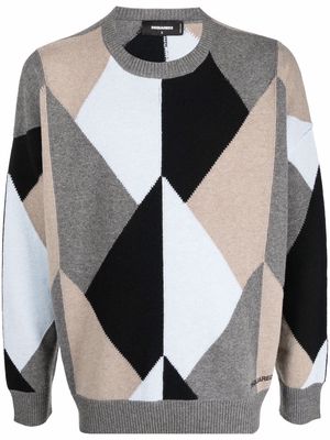Dsquared2 geometric-pattern wool jumper - Grey