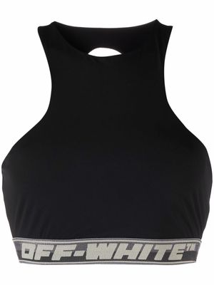 Off-White logo-band sports bra - Black