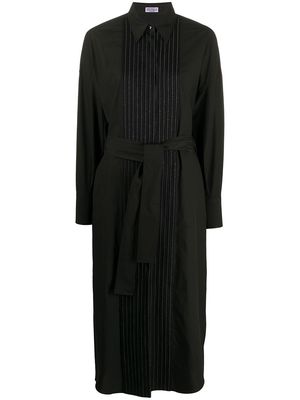 Brunello Cucinelli pleated bib belted shirt dress - Black