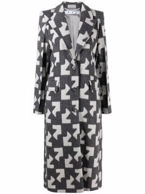 Off-White geometric pattern overcoat - Grey