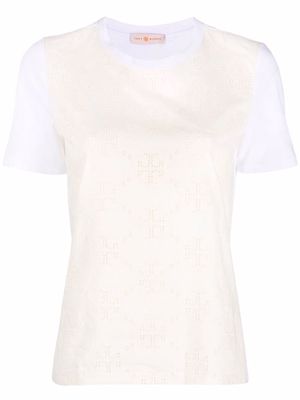 Tory Burch monogram-print short-sleeved T-shirt - Neutrals