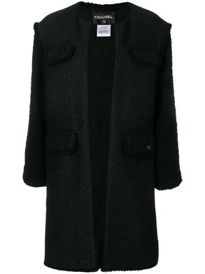 Chanel Pre-Owned tweed open coat - Black