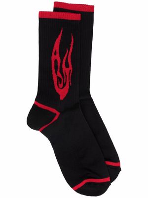 A BETTER MISTAKE Red Flame ankle socks - Black