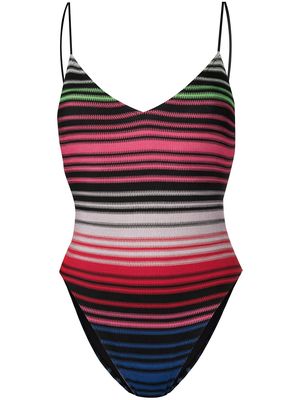 MC2 Saint Barth striped lurex one-piece swimsuit - Black