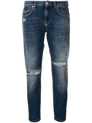 Philipp Plein distressed cropped jeans - Blue