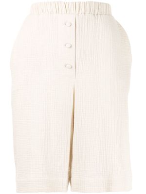 0711 patterned-effect cotton shorts - Neutrals