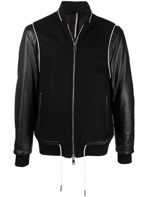 Low Brand mix fabric bomber jacket - Black