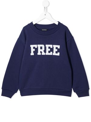 Balenciaga Kids Free slogan-print sweatshirt - Blue