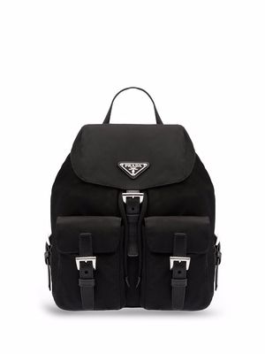 Prada logo-plaque backpack - Black