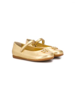 Dolce & Gabbana Kids Mary Jane ballerina shoes - Gold