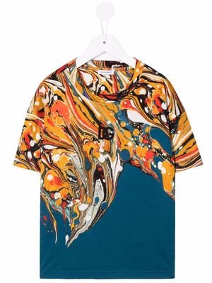 Dolce & Gabbana Kids abstract-print cotton T-Shirt - Blue