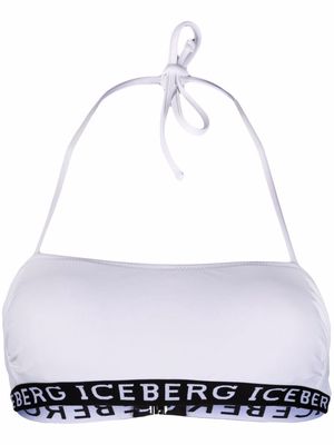 Iceberg logo halterneck bikini top - White