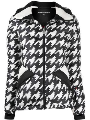 Perfect Moment padded chevron jacket with houndstooth print - White