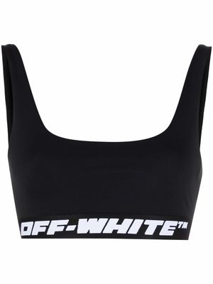 Off-White logo-tape sports bra - Black