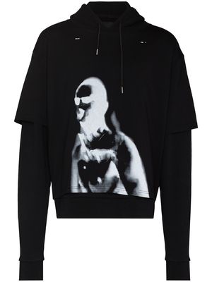 HELIOT EMIL graphic-print double-layer hoodie - Black