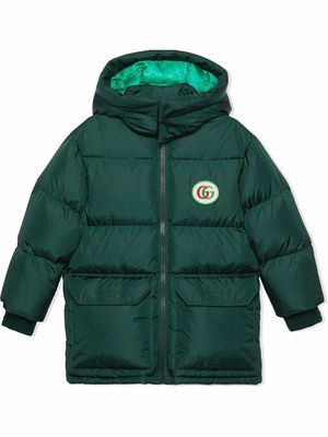 Gucci Kids Double G padded down coat - Green