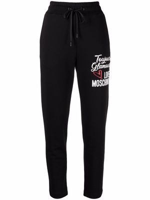 Love Moschino logo-print cotton joggers - Black