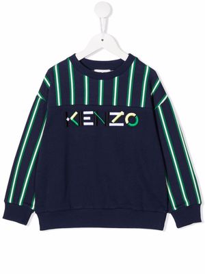 Kenzo Kids logo-embroidered striped sweatshirt - Blue