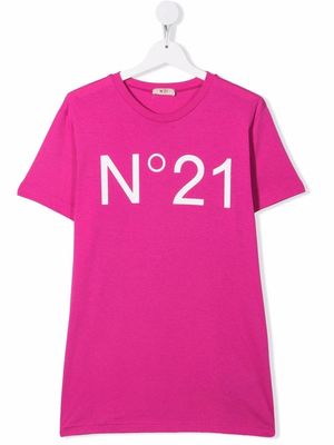 Nº21 Kids logo-print cotton T-shirt - Pink