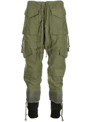 Greg Lauren military jacket panelled trousers - Green