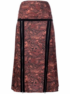 Kenzo cheetah-print zip-detail skirt - Pink