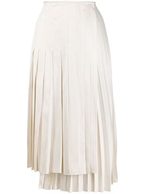 Fendi pleated striped skirt - White