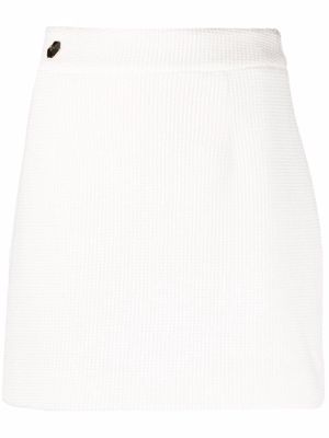Philipp Plein logo-plaque detail skirt - White