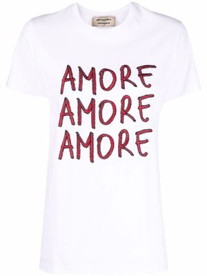 alessandro enriquez Amore embroidered-logo T-shirt - White