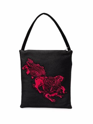 Kirin embroidered mini tote bag - Black