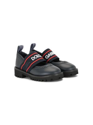 Dolce & Gabbana Kids Mary Jane branded-elastic ballerina shoes - Black