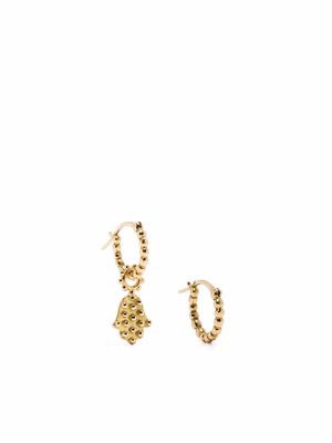 Gaya 18kt yellow gold Hamsa charm hoop earrings