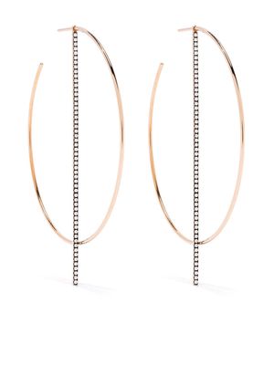 Diane Kordas 18kt rose gold diamond bar hoop earrings - Pink