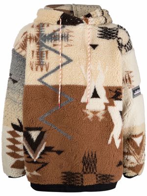 Aries geometric-print faux-shearling hoodie - Neutrals