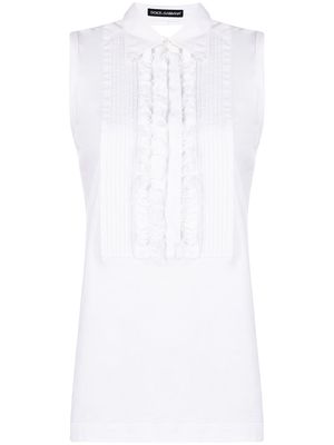 Dolce & Gabbana Pre-Owned 1990s ruffle-detail sleeveless top - White