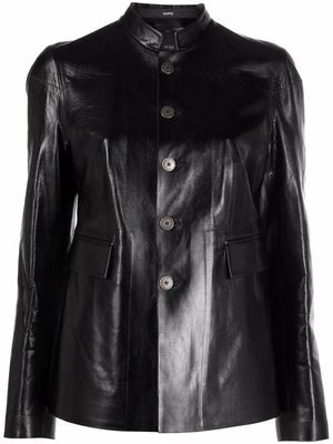 SAPIO single-breasted leather jacket - Black