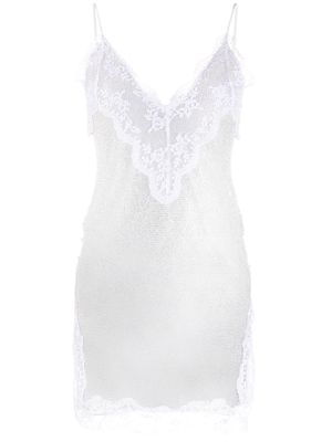 Christopher Kane crystal mesh cami dress - White