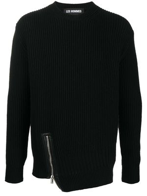 Les Hommes ribbed knit asymmetric jumper - Black