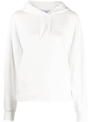 Y-3 logo-print drawstring hoodie - White