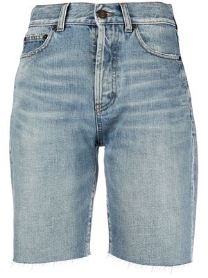 Saint Laurent high-waist denim shorts - Blue