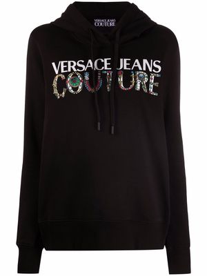 Versace Jeans Couture logo-print pullover hoodie - Black